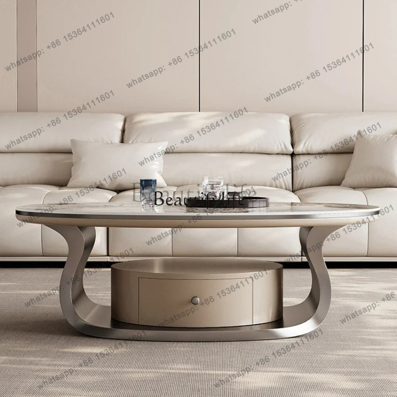 Z. A. Furniture - z.Lichte luxe ovale salontafel van rotsplaten,