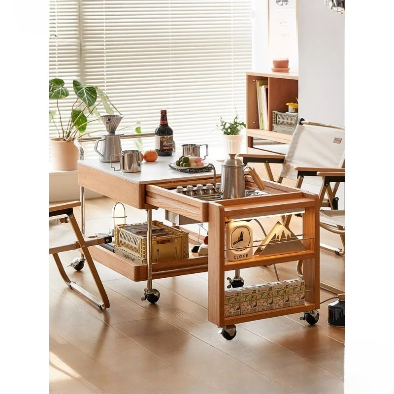 Japanese Furniture Hardware - Meubels Landelijke salontafel Kersenkleurig Verplaatsbaar fornuis