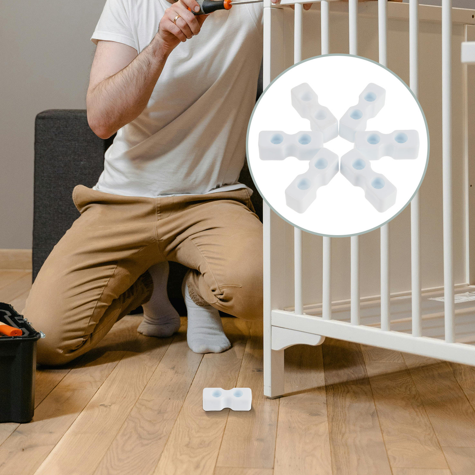 Furniture Hardware Fittings - 20 stuks babybedschroeven, accessoires, plastic plaatjes,